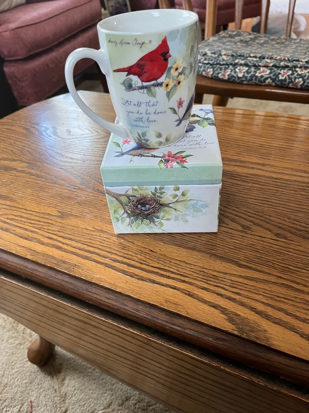 Sandy Clough Faithfully Yours Boxed Floral Inspirational Mug NWOT 12oz